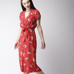 FOREVER 21 Tropical Wrap Midi Dress